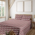 thumbnail image 1 of Ambesonne Floral Fitted & Flat Sheet with Shams 4 Pcs Set, Peonies Repetitive Garden, Calking, Dark Coral and Pale Khaki, 1 of 1