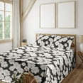 thumbnail image 1 of Ambesonne Floral Fitted & Flat Sheet with Shams 4 Pcs Set, Retro White Flowers Pattern, King, Charcoal Grey and Peach, 1 of 1
