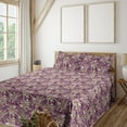 thumbnail image 1 of Ambesonne Floral Fitted & Flat Sheet with Shams 4 Pcs Set, Romantic Italian Foliage, Full, Eggplant Sage Green and Mauve, 1 of 1
