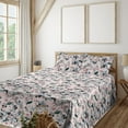 thumbnail image 1 of Ambesonne Floral Fitted & Flat Sheet with Shams 4 Pcs Set, Scattered Flowers Fashion, Full, Dark Green and Pale Ruby, 1 of 1