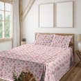 thumbnail image 1 of Ambesonne Floral Fitted & Flat Sheet with Shams 4 Pcs Set, Soft Tones Flowers Spring, Full, Pale Rose Pink and Sage Green, 1 of 1