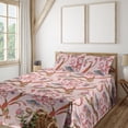 thumbnail image 1 of Ambesonne Floral Fitted & Flat Sheet with Shams 4 Pcs Set, Watercolor Tulips Repeating, Queen, Dark Sepia Dried Rose, 1 of 1