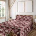 thumbnail image 1 of Ambesonne Floral Fitted & Flat Sheet with Shams 4 Pcs Set, Weathered Roses Lily Flowers, King, Magenta Eggshell and Rose, 1 of 1