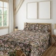 thumbnail image 1 of Ambesonne Floral Fitted & Flat Sheet with Shams 4 Pcs Set, Wild Rose Pattern Leopard, Queen, Rose Warm Taupe, 1 of 1