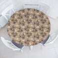 thumbnail image 1 of Ambesonne Floral Fitted Round Tablecloth, Autumn Bloomy Earthy Romance, 36"- 40" Diameter, Warm Taupe and Champagne, 1 of 5