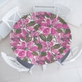 thumbnail image 1 of Ambesonne Floral Fitted Round Tablecloth, Dots Flowers Leaves Nature, 45"- 56" Diameter, Pink and Pale Almond Green, 1 of 5