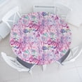 thumbnail image 1 of Ambesonne Floral Fitted Round Tablecloth, Fantasy Art Garden Leaves, 36"- 40" Diameter, Fuchsia Sea Green, 1 of 5