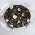thumbnail image 1 of Ambesonne Floral Fitted Round Tablecloth, Garden Roses Leaves Pattern, 36"- 40" Diameter, Seal Brown Dark Teal, 1 of 1