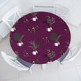 thumbnail image 1 of Ambesonne Floral Fitted Round Tablecloth, Leaves Cups Butterflies Art, 56"- 60" Diameter, Reseda Green Dark Magenta, 1 of 5