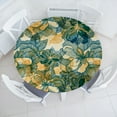 thumbnail image 1 of Ambesonne Floral Fitted Round Tablecloth, Linear Abstract Flowers Art, 40"- 44" Diameter, Pale Orange and Fern Green, 1 of 5