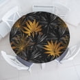 thumbnail image 1 of Ambesonne Floral Fitted Round Tablecloth, Minimalist Tropical Leaves, 45"- 56" Diameter, Marigold and Dark Grey, 1 of 5