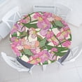 thumbnail image 1 of Ambesonne Floral Fitted Round Tablecloth, Plum Tree Flowers Leaves, 40"- 44" Diameter, Soft Pink and Peacock Green, 1 of 1