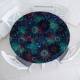 thumbnail image 1 of Ambesonne Floral Fitted Round Tablecloth, Psychedelic Flower Pattern, 56"- 60" Diameter, Indigo Laurel Green, 1 of 5