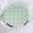 thumbnail image 1 of Ambesonne Floral Fitted Round Tablecloth, Retro Sunflower Illustration, 40"- 44" Diameter, Fern Green and Earth Yellow, 1 of 5