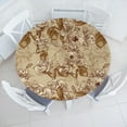thumbnail image 1 of Ambesonne Floral Fitted Round Tablecloth, Roses Engraving Retro Print, 56"- 60" Diameter, Dark Khaki Champagne, 1 of 5