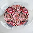 thumbnail image 1 of Ambesonne Floral Fitted Round Tablecloth, Surreal Art Roses Pattern, 36"- 40" Diameter, Dark Pink and Redbrown, 1 of 1