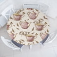 thumbnail image 1 of Ambesonne Floral Fitted Round Tablecloth, Teapots Cups Flowers Vintage, 40"- 44" Diameter, Dried Rose Umber Fawn, 1 of 1