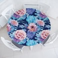 thumbnail image 1 of Ambesonne Floral Fitted Round Tablecloth, Watercolor Sketchy Flowers, 45"- 56" Diameter, Dried Rose and Azure Blue, 1 of 5