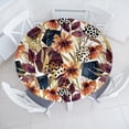 thumbnail image 1 of Ambesonne Floral Fitted Round Tablecloth, Wild Flowers Hexagon Forms, 36"- 40" Diameter, Plum Orange and Dark Blue, 1 of 5
