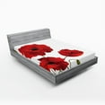 thumbnail image 1 of Ambesonne Floral Fitted Sheet 2 Pcs Set, Flowers Petals and Buds, Full, Red Green, 1 of 3