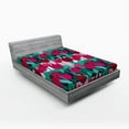 thumbnail image 1 of Ambesonne Floral Fitted Sheet, Abstract Tulips Flowers, Queen Size, Jade Green and Red, 1 of 3
