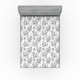 thumbnail image 1 of Ambesonne Floral Fitted Sheet, Achromatic Colors of Flowers, Full Size, White Grey, 1 of 5