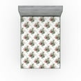thumbnail image 1 of Ambesonne Floral Fitted Sheet, Arrangement of Roses Romance, Queen Size, Ivory Jade Green Rose, 1 of 5