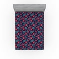 thumbnail image 1 of Ambesonne Floral Fitted Sheet, Asian Floral Pattern Night, King Size, Scarlet White Indigo, 1 of 5