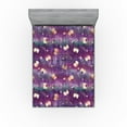 thumbnail image 1 of Ambesonne Floral Fitted Sheet, Asian Winter Flowers Pattern, California King, Purple Peach and Teal, 1 of 5