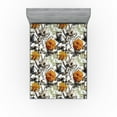 thumbnail image 1 of Ambesonne Floral Fitted Sheet, Asters Garden Branches Print, King Size, Apricot and Dark Blue Grey, 1 of 5
