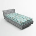 thumbnail image 1 of Ambesonne Floral Fitted Sheet, Birds Hearts Flowers, Twin XL Size, Teal White Red, 1 of 2