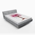 thumbnail image 1 of Ambesonne Floral Fitted Sheet, Blossom Buds Sakura Tree, Queen Size, Magenta Redwood, 1 of 2