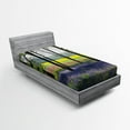 thumbnail image 1 of Ambesonne Floral Fitted Sheet, Bluebells Forest Rural, Twin Size, Purple Yellow Green, 1 of 2