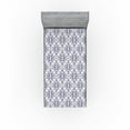 thumbnail image 1 of Ambesonne Floral Fitted Sheet, Bohemian Folk Flower Pattern, Twin XL Size, Purple Ceil Blue and Ivory, 1 of 5