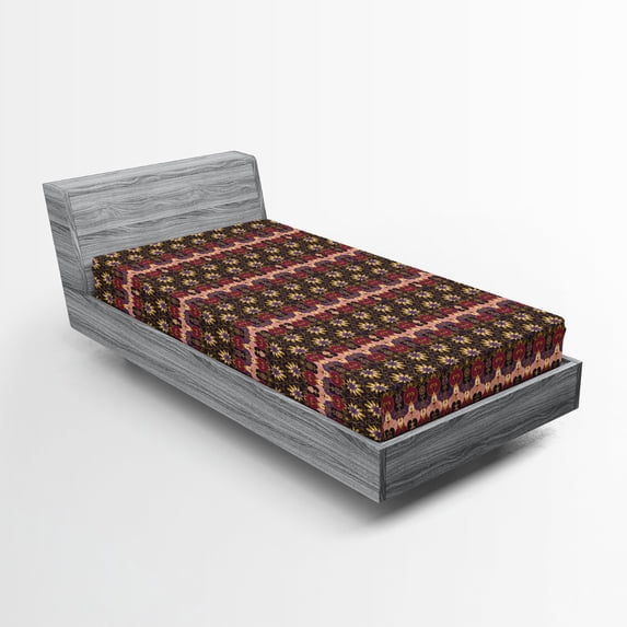 Ambesonne Floral Fitted Sheet, Bohemic Persian Print, Twin Size, Multicolor