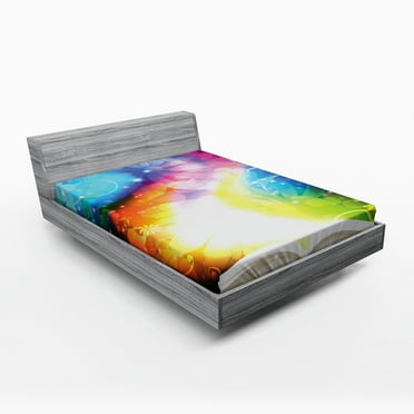 Ambesonne Floral Fitted Sheet, Book Rainbow, Full Size, Multicolor