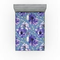 thumbnail image 1 of Ambesonne Floral Fitted Sheet, Botanical Romantic Flowers, Queen Size, Cadet Blue and Violet, 1 of 5