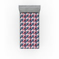 thumbnail image 1 of Ambesonne Floral Fitted Sheet, Botanical Water Flower Art, Twin Size, Slate Blue and Dark Coral, 1 of 5
