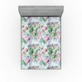 thumbnail image 1 of Ambesonne Floral Fitted Sheet, Bouquet Art of Spring Floral, Queen Size, Green Pink and Lavender, 1 of 5