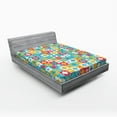 thumbnail image 1 of Ambesonne Floral Fitted Sheet, Clover Vivid Design, Queen Size, Red Turquoise Yellow, 1 of 2