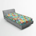 thumbnail image 1 of Ambesonne Floral Fitted Sheet, Clover Vivid Design, Twin XL Size, Red Turquoise Yellow, 1 of 2