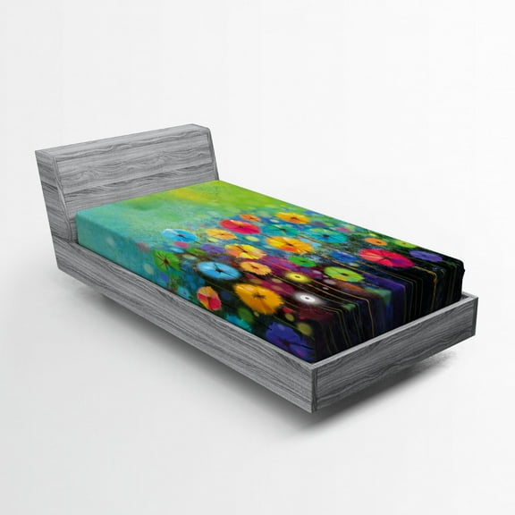 Ambesonne Floral Fitted Sheet, Colorful Dandelions, Twin XL Size, Multicolor
