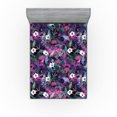 thumbnail image 1 of Ambesonne Floral Fitted Sheet, Cosmos Universe Bloom Starry, Queen Size, Fuchsia Purple Teal, 1 of 1
