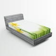thumbnail image 1 of Ambesonne Floral Fitted Sheet, Daffodils with Grass, Twin XL Size, Green Yellow, 1 of 2