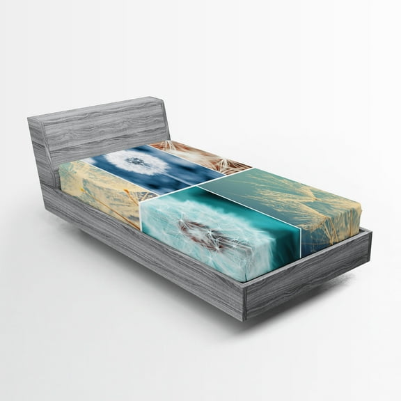 Ambesonne Floral Fitted Sheet, Dandelions Nature, Twin Size, Blue