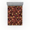 thumbnail image 1 of Ambesonne Floral Fitted Sheet, Ethnic Grunge Flowers Art, California King, Raspberry Green and Mustard, 1 of 5