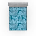 thumbnail image 1 of Ambesonne Floral Fitted Sheet, Fashion Grunge Flowers Art, King Size, Pale Cadet Blue and Teal, 1 of 5