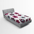 thumbnail image 1 of Ambesonne Floral Fitted Sheet, Florets Buds Girls, Twin XL Size, Magenta Grey Pale Blue, 1 of 2