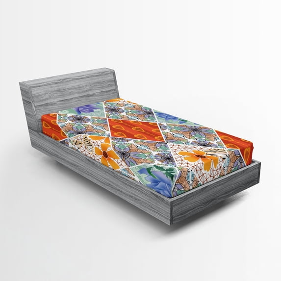 Ambesonne Floral Fitted Sheet, Flower Feminine Summer, Twin Size, Multicolor