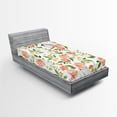 thumbnail image 1 of Ambesonne Floral Fitted Sheet, Flower Petals Blossoms, Twin Size, Coral Fern Green White, 1 of 2